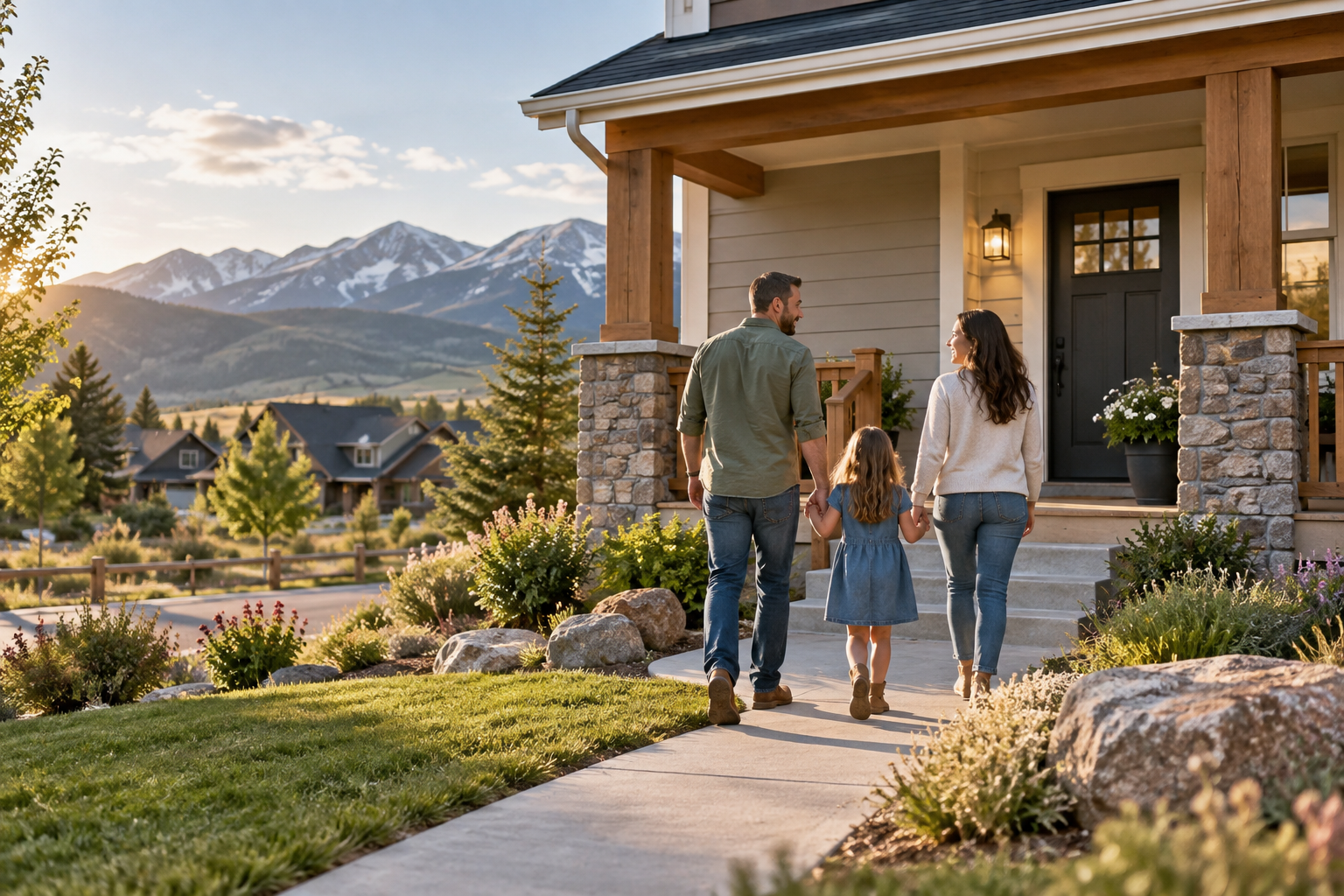 Single-family home with a front porch in a small Colorado community